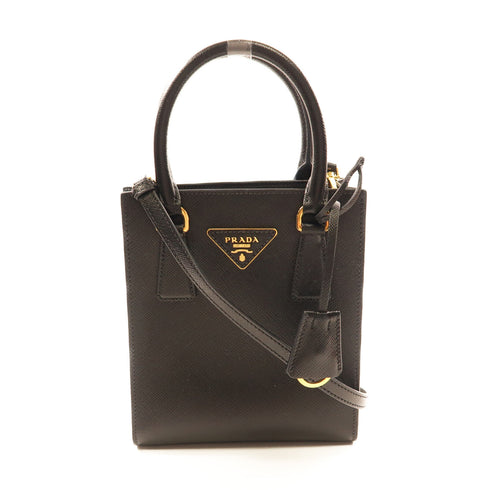 PRADA GHW 2 Way Bag 1 BA358 Calfskin Leather Black