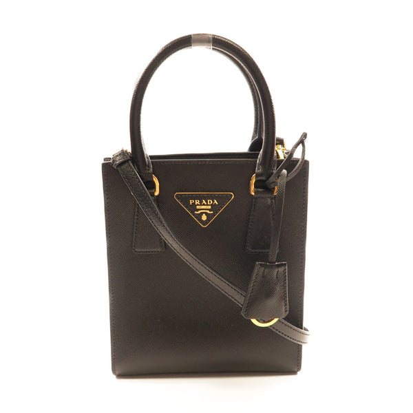 PRADA GHW 2 Way Bag 1 BA358 Calfskin Leather Black