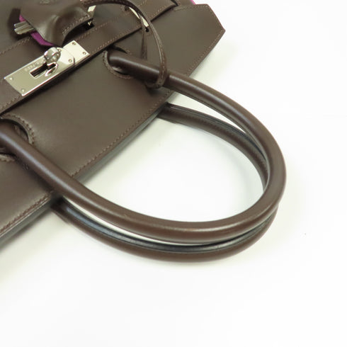 HERMES PHW Birkin 35 Handbag Swift Leather Ebene Brown