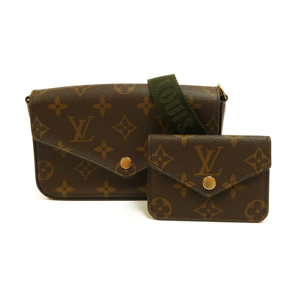 LOUIS VUITTON LV GHW Felicie Strap & Go Shoulder Bag Monogram M80091 Brown/Green