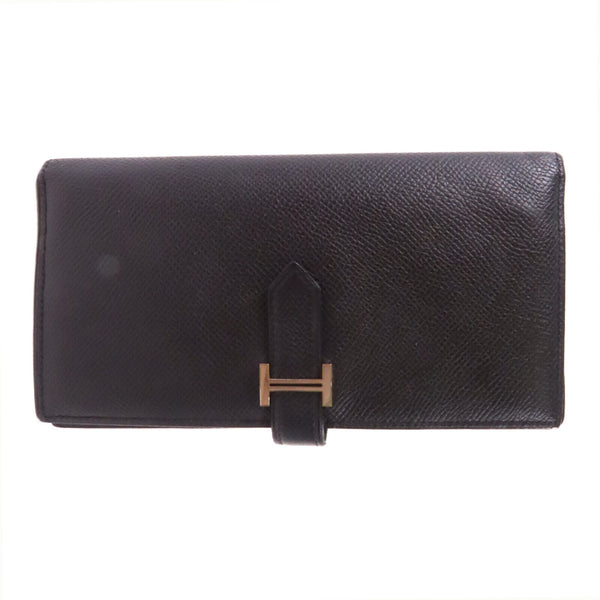 HERMES PHW Bearn Long Wallet Veau Epsom Leather Noir Black