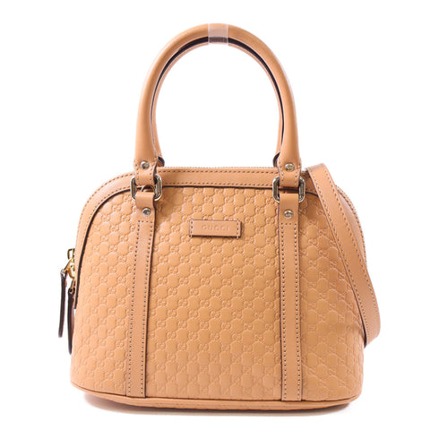 GUCCI GG GHW Mini Dome 2 Way Shoulder Bag Handbag 449654 Calfskin Leather Brown