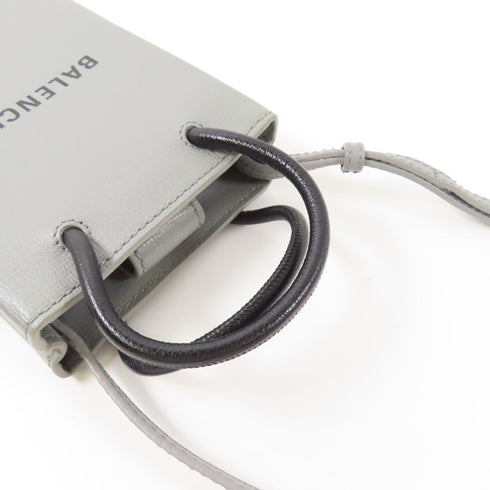 BALENCIAGA SHW 2 Way Shoulder Bag Calfskin Leather Gray