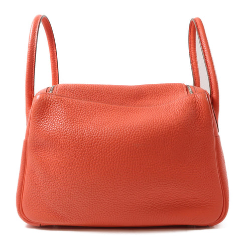 HERMES PHW Lindy 26 2 Way Bag Clemence Leather Rouge Tomate Red