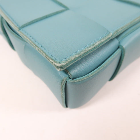 BOTTEGA VENETA BV Cassette Shoulder Bag Lambskin Leather Blue