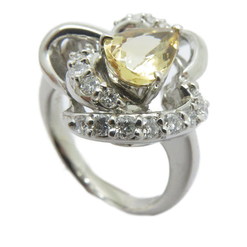 FINE JEWELRY 1.29ct Imperial Topaz 0.41ct Diamond Ring PT900 Platinum US#5.5