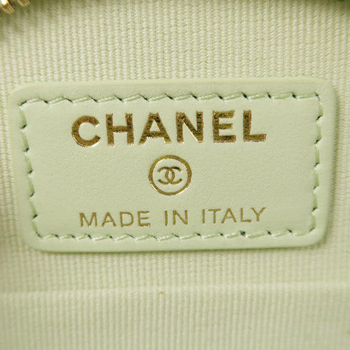 CHANEL CC GHW Mini Round Vanity 2 Way Shoulder Bag Green AP2502