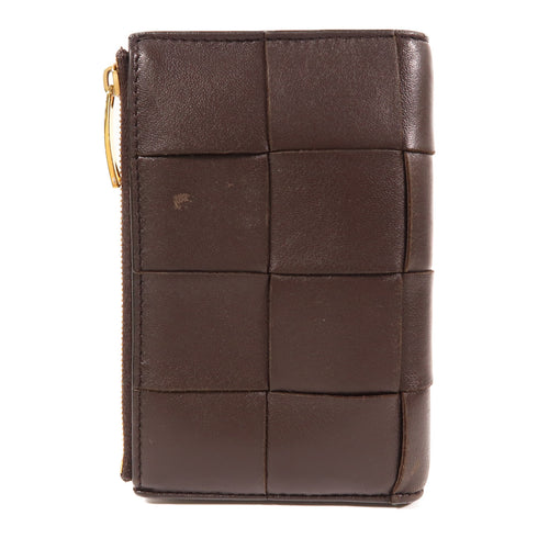 BOTTEGA VENETA BV GHW Bi-Fold Wallet Calfskin Leather Brown