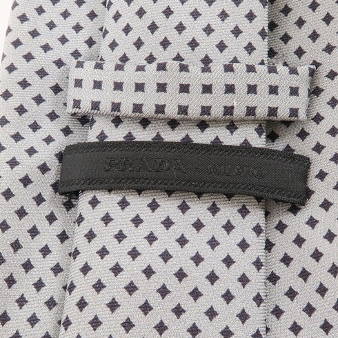 PRADA Tie Ties Silk Gray Black