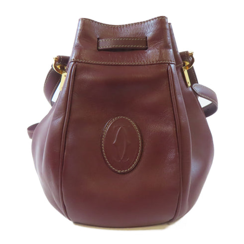 CARTIER GHW Bucket Bag Shoulder Crossbody Bag CL347029 Calfskin Leather Red