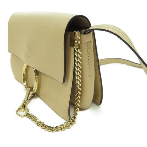Chloe GHW Faye Bag Chain Shoulder Bag Calfskin Leather #01.19.99.65 Beige