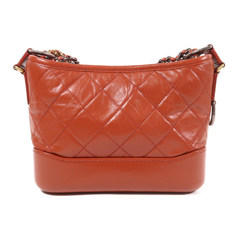 CHANEL CC Gabrielle Small Chain Shoulder Bag Calfskin Leather Red