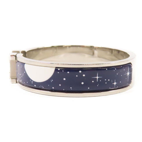 HERMES PHW Clic H Bracelet Metal Silver/Navy