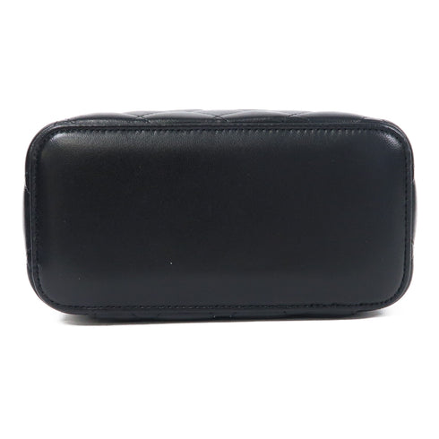 CHANEL Quilted CC GHW Chain Shoulder Vanity Case Bag Lambskin Leather Black