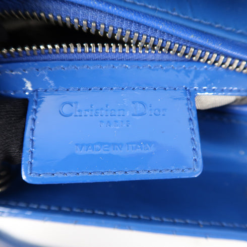 Christian Dior CD SHW Lady Dior Handbag Patent Leather Blue