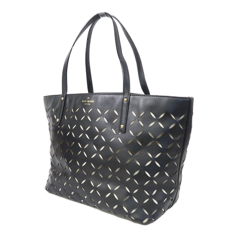 Kate Spade GHW Shoulder Tote Bag Calfskin Leather Black