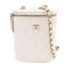 CHANEL CC GHW Vanity Case Chain Shoulder Bag Calfskin Leather White