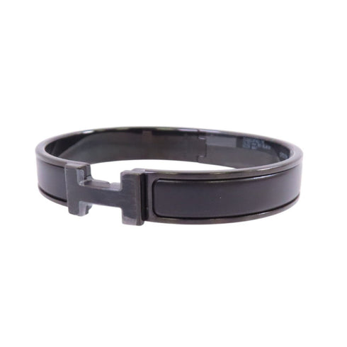 HERMES Clic HH So Black Bracelet Bangle Metal Enamel