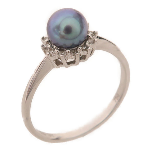 Jewelry Pearl Ring 2.3g 18K White Gold US#7.25