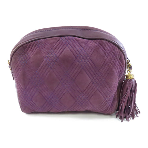 BALLY GHW Chain Shoulder Bag Suede Leather Purple