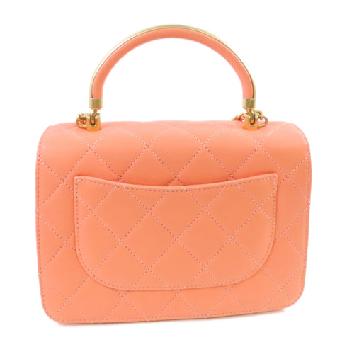 CHANEL CC吧GHW Handbag Chain Shoulder Bag Calfskin Leather Salmon Pink