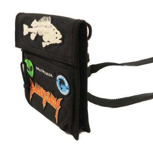 BALENCIAGA Shoulder Bag Canvas 655982 Black/Multicolor