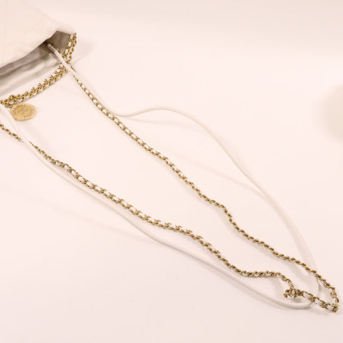 CHANEL CC GHW C22 Mini Chain Shoulder Bag 141323 Lambskin Leather White