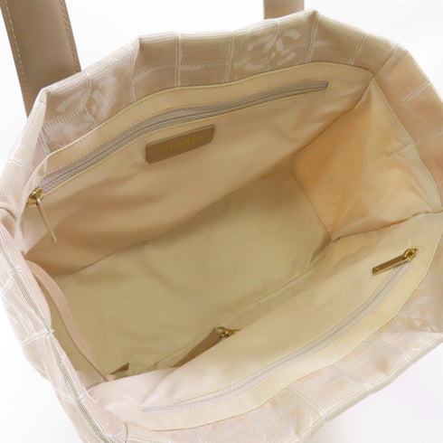 CHANEL CC GHW New Travel Line Tote Bag Handbag Nylon Beige