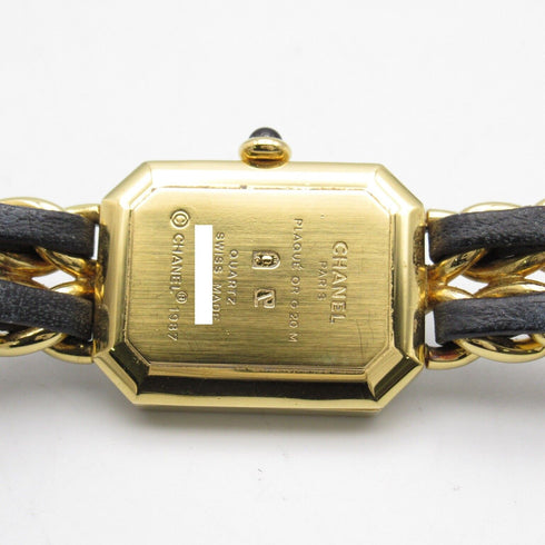 CHANEL CC Premiere L Quartz Watch H0001 Gold Plated Leather Black