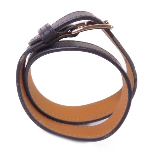 HERMES PHW Etriviere Bracelet Bangle Evercolor Leather Black