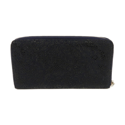 CHANEL CC SHW Zip Long Wallet Coated Canvas Navy