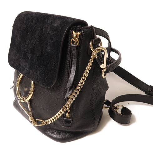 Chloe GHW Backpack Shoulder Bag Calfskin Leather Black