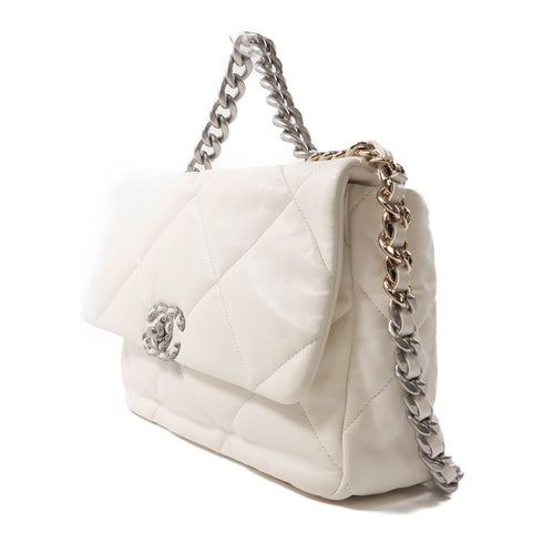 CHANEL CC C19 Medium 2 Way Shoulde Bag Lambskin Leather