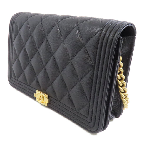 CHANEL Quilted CC GHW Boy WOC Wallet On Chain Shoulder Bag AP1117 Calfskin Black