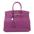 HERMES PHW Birkin 35 Hand Bag Clemence Leather Purple Anemone