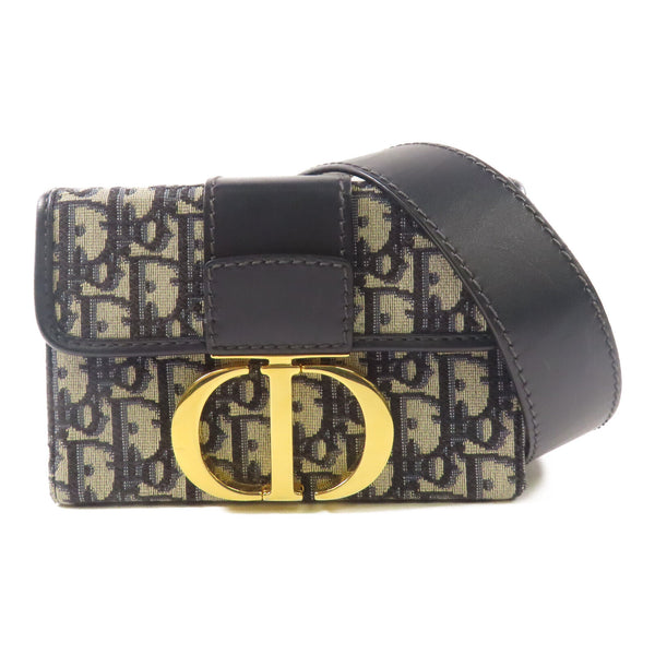 CHRISTIAN DIOR CD GHW 30 Montaigne 2 Way Shoulder Bag Canvas/Leather Navy