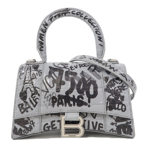 BALENCIAGA SHW 2 Way Shoulder Bag 592833 Calfskin Leather Grey