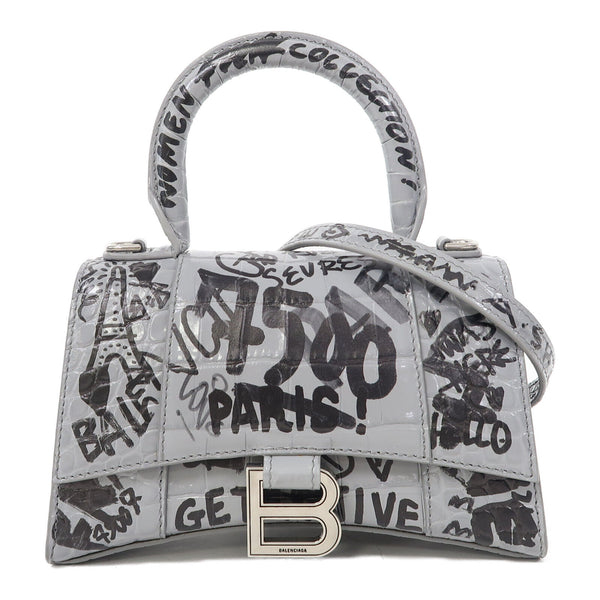 BALENCIAGA SHW 2 Way Shoulder Bag 592833 Calfskin Leather Grey