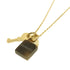 HERMES GHW Amulette Padlock Pendant Buffalo Horn/Metal Brown