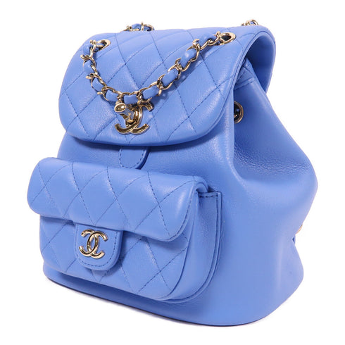 CHANEL CC GHW Duma Mini Backpack/Rucksack Lambskin Leather Blue