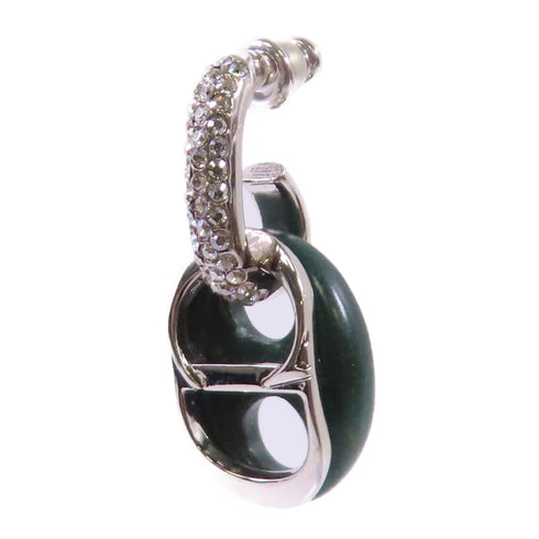 Christian Dior CD Earring 500 Metal PVC Rhinestones Green