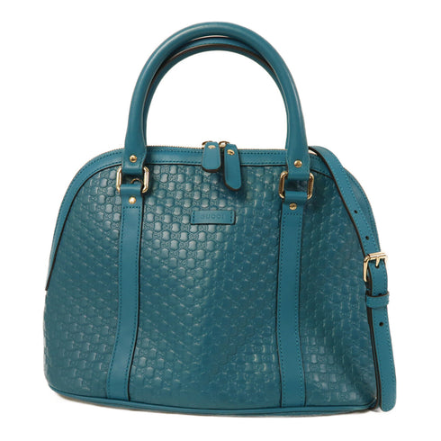 GUCCI GG GHW Micro Guccissima 2 Way Bag Handbag 449663 Calfskin Leather Blue