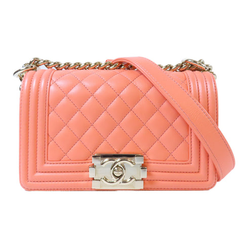 CHANEL Quilted CC GHW Chain Shoulder Bag Calfskin Leather Pink v2