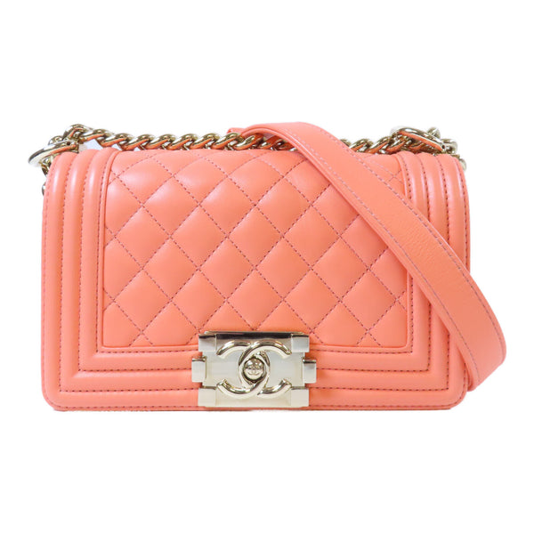 CHANEL Quilted CC GHW Chain Shoulder Bag Calfskin Leather Pink v2