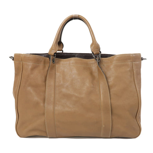 Longchamp 2 Way Shoulder Bag Calfskin Leather Brown