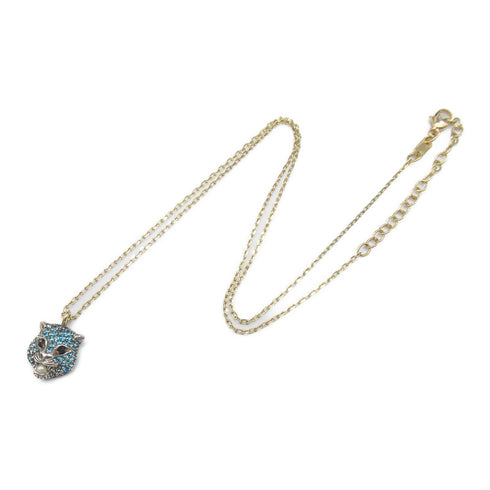 GUCCI GG Le Marché des Merveilles Blue Topaz Necklace 18K Yellow Gold 925 S...