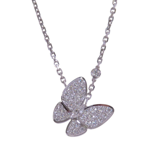Van Cleef & Arpels Two Butterfly Pendant Necklace VCAR03M400 18K White Gold