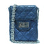 CHANEL Quilted CC SHW Chain Shoulder Bag Calfskin Leather Blue
