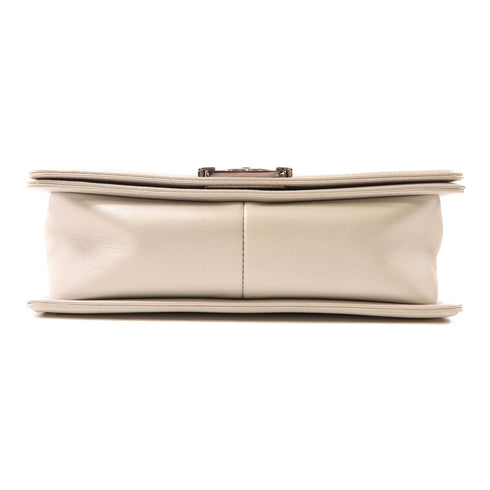 CHANEL CC SHW Boy 25 Chain Shoulder Bag 67086 Calfskin Leather Silver