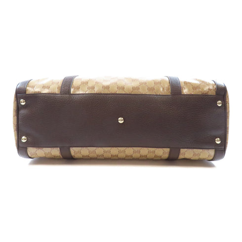 GUCCI GHW GG Boston 2 Way Shoulder Bag 341737 Crystal Coated Canvas Brown